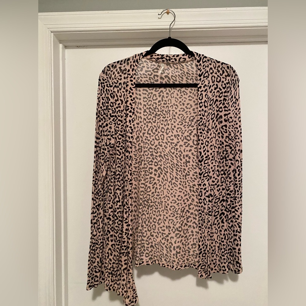 Leopard print open front cardigan